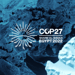 Ice image with COP27 logo
